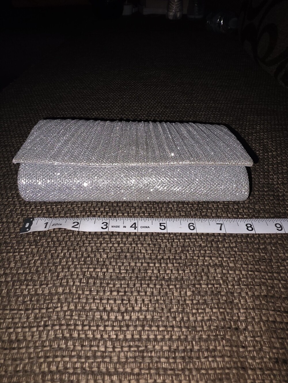 Silver Glitter Evening Clutch Purse